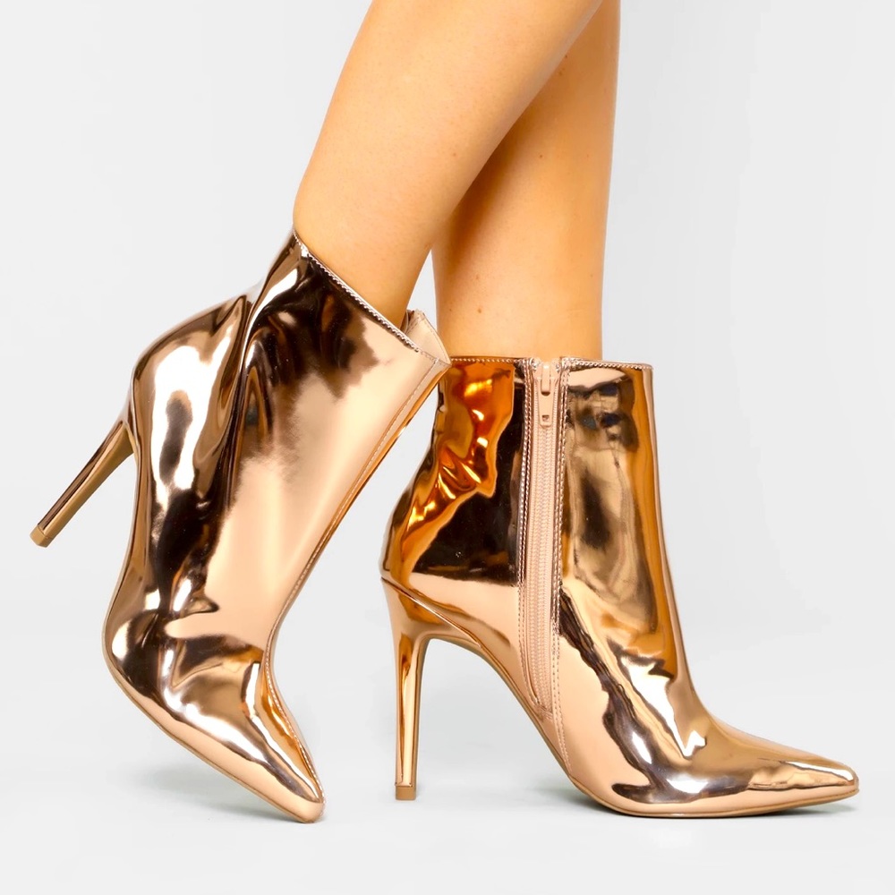 Rose Gold Booties - Fashion Nova (Size 9)